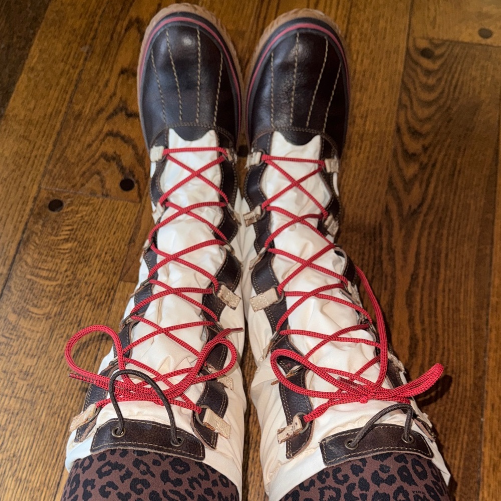 Pajar Women’s Tall Lace-Up Snow Boots size 41 US 10 Brown Cream Apres Ski - Picture 3 of 9